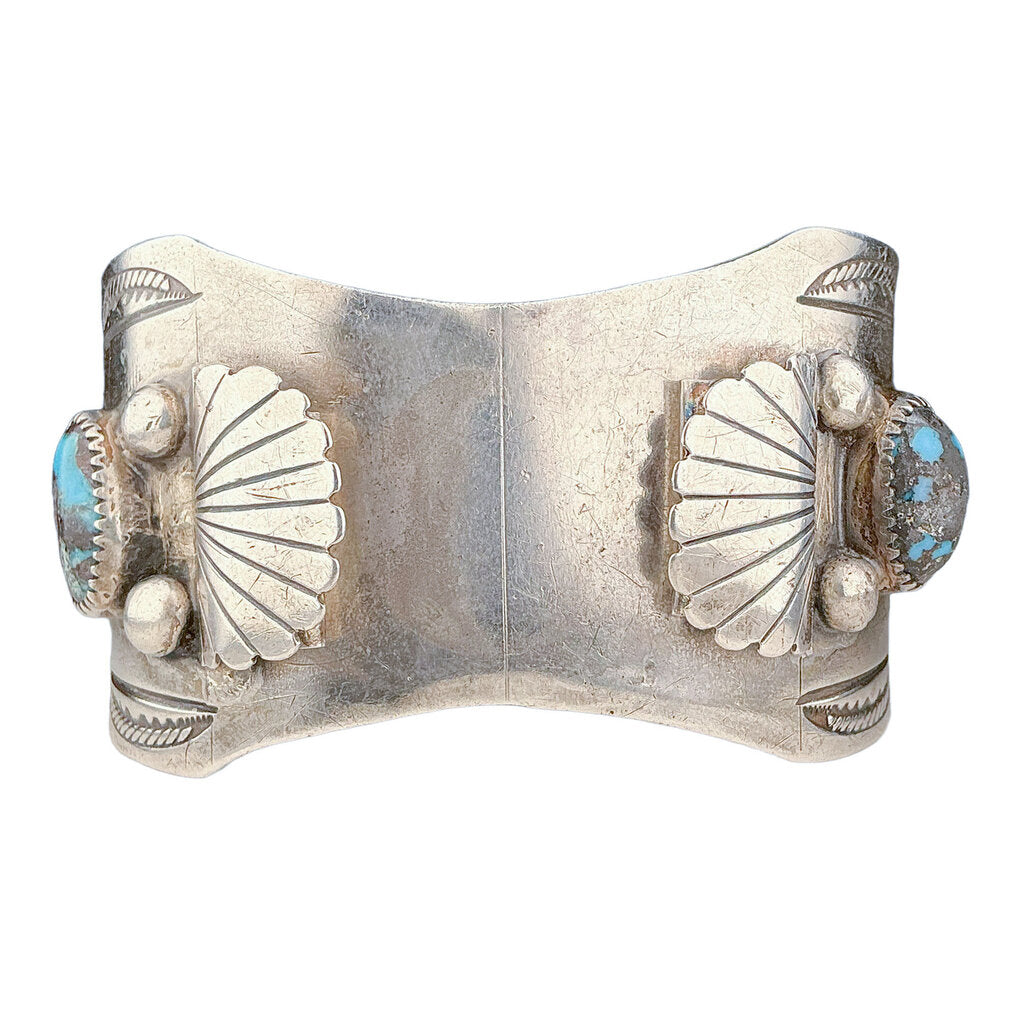 Vntg Native American Sterling Cuff w/ Turquoise