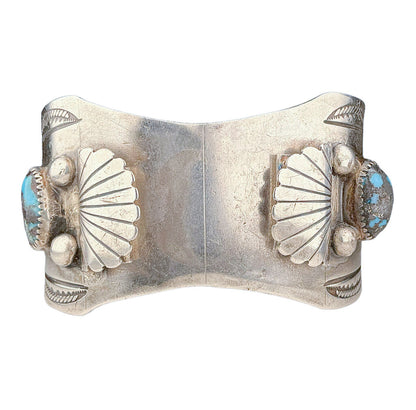 Vntg Native American Sterling Cuff w/ Turquoise