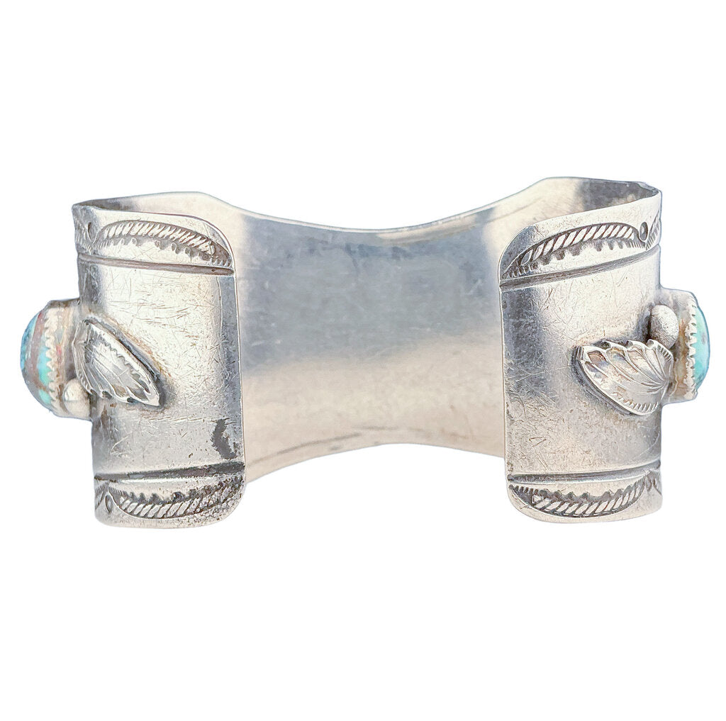 Vntg Native American Sterling Cuff w/ Turquoise