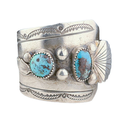 Vntg Native American Sterling Cuff w/ Turquoise