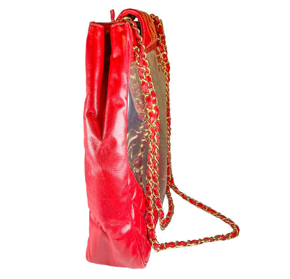 Vintage Chanel Red Leather PVC Tote