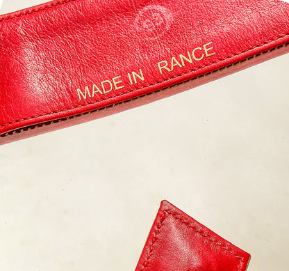 Vintage Chanel Red Leather PVC Tote