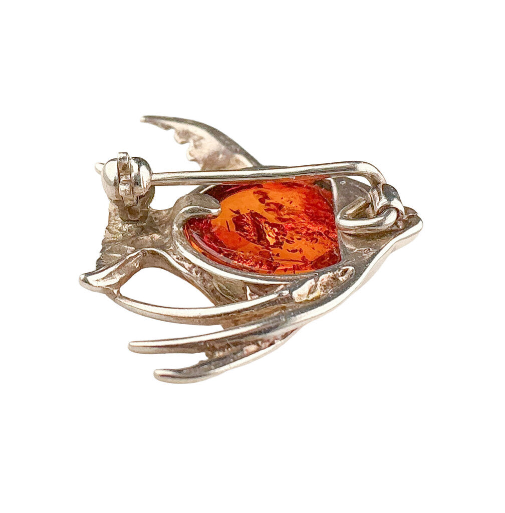 Vintage Les Bernard Sterling & Amber Jelly Belly Fish Brooch