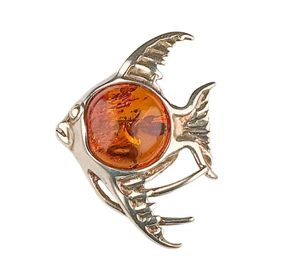 Vintage Les Bernard Sterling & Amber Jelly Belly Fish Brooch