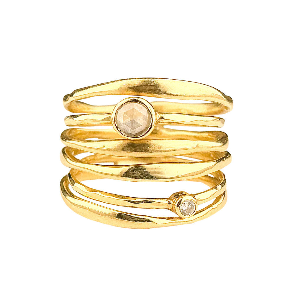 18K YG Ippolita 6 Band Ring w Diamonds