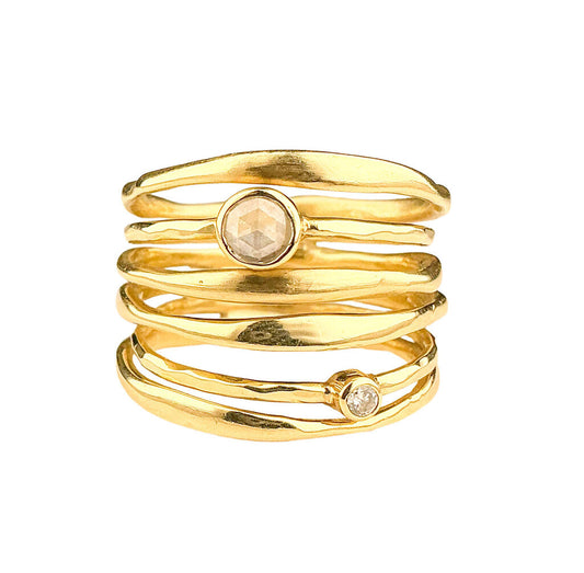 18K YG Ippolita 6 Band Ring w Diamonds - Opportunity Shop DC