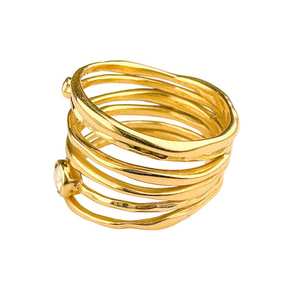 18K YG Ippolita 6 Band Ring w Diamonds