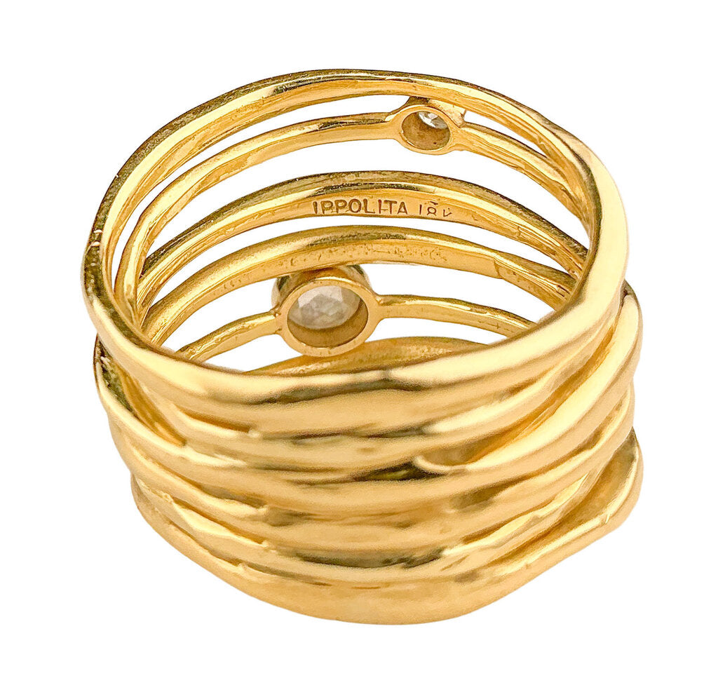 18K YG Ippolita 6 Band Ring w Diamonds