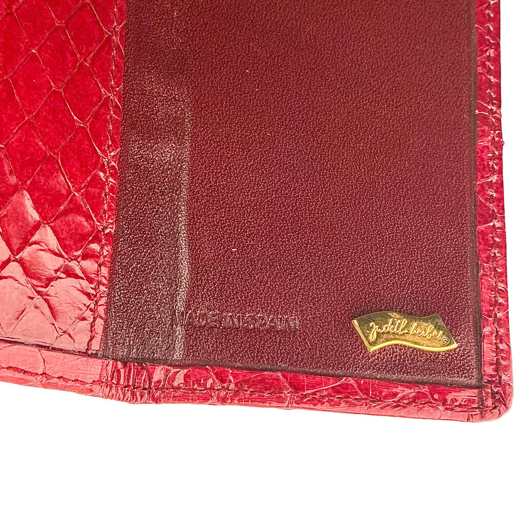 Vntg Judith Leiber Mini Trifold Snakeskin Wallet 1980s