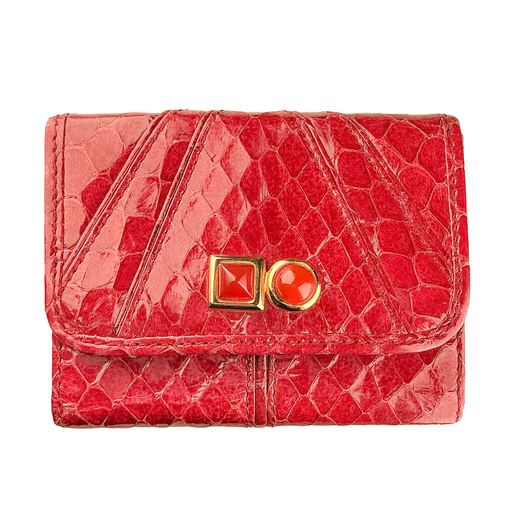 Vntg Judith Leiber Mini Trifold Snakeskin Wallet 1980s