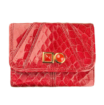 Vntg Judith Leiber Mini Trifold Snakeskin Wallet 1980s