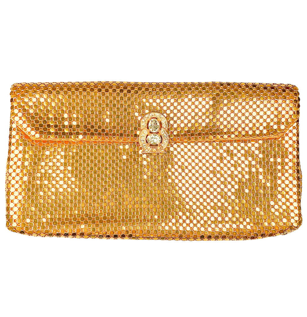 Vintage Whitting & Davis Co. Goldtone Mesh Clutch