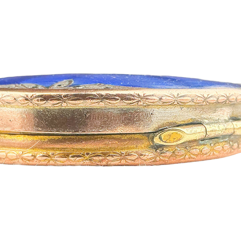 Vntg German Guilloche Enamel Powder Compact