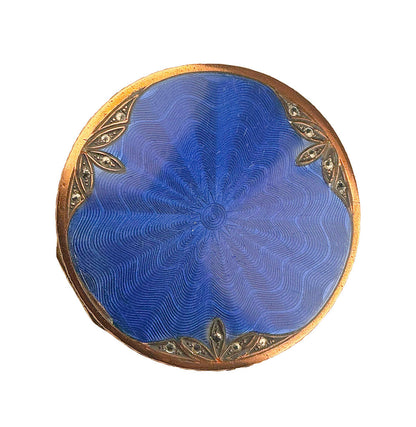 Vntg German Guilloche Enamel Powder Compact