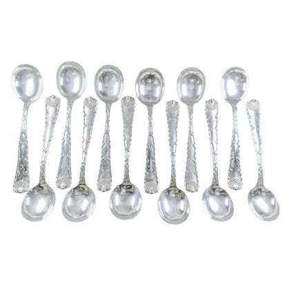 S/12 Antique Sterling Tiffany Soup Spoons - Opportunity Shop DC