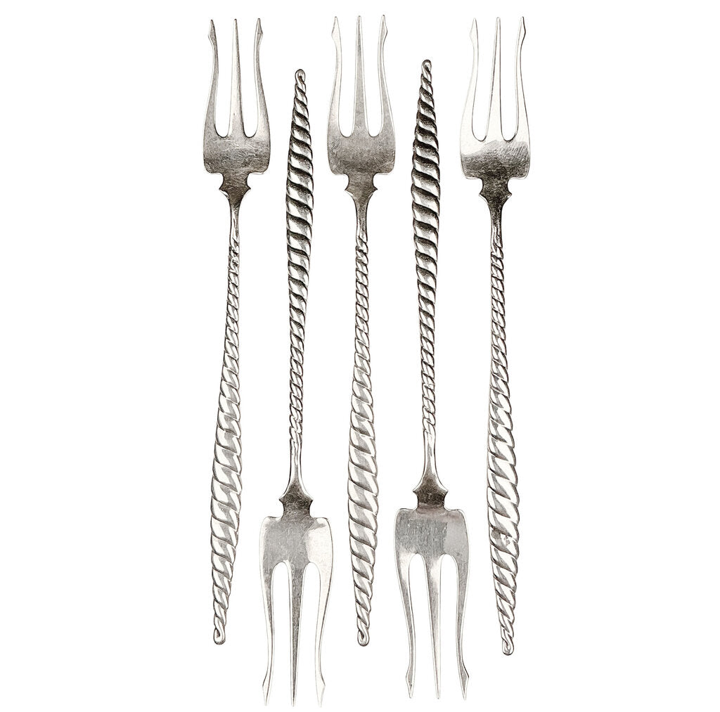 S/5 Sterling Oval Twist hors d'oeuvers Forks - Opportunity Shop DC