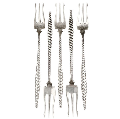 S/5 Sterling Oval Twist hors d'oeuvers Forks - Opportunity Shop DC