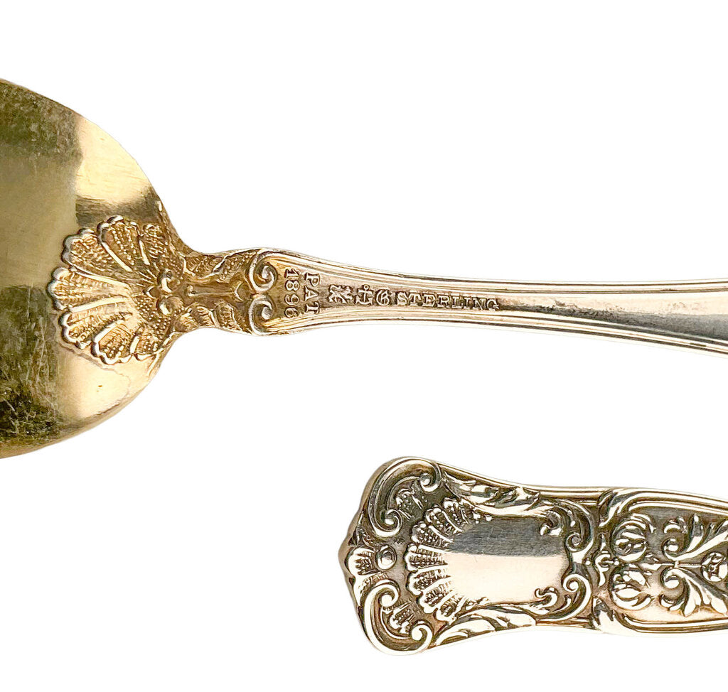 S/6 Antique British Sterling Demitasse Spoons w Gold Wash - Opportunity Shop DC