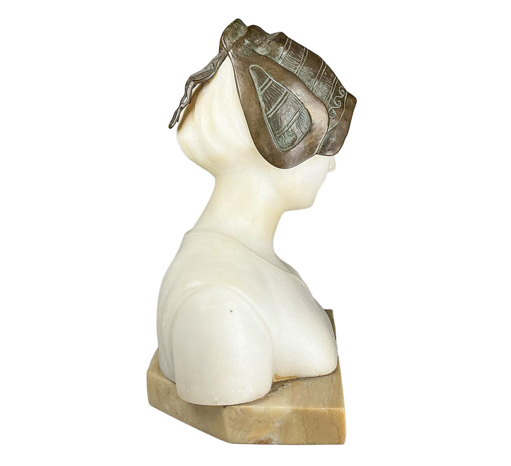 Antq Schmidt-Felling Alabaster & Bronze Fisherwoman Bust - Opportunity Shop DC