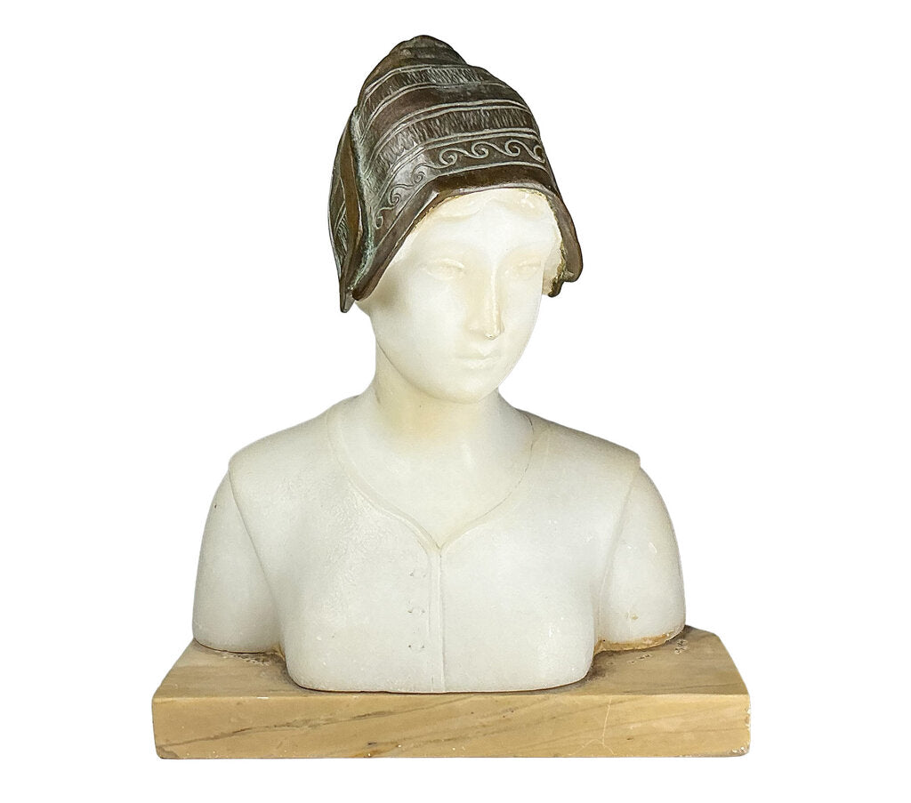 Antq Schmidt-Felling Alabaster & Bronze Fisherwoman Bust - Opportunity Shop DC