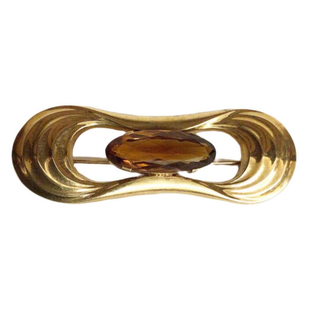 14kt Yellow Gold & Citrine Brooch