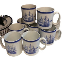 8 Spode Blue Clipper Coffee Cups