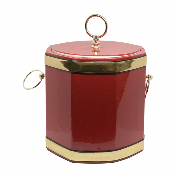 Vinyl and Brass Drum Shaped Ice Bucket - Opportunity Shop DC