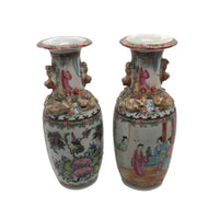 Famille Rose Vases From 19th Century, Pair
