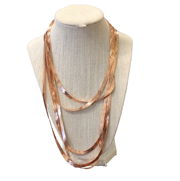 Triple Herringbone Chain Necklace