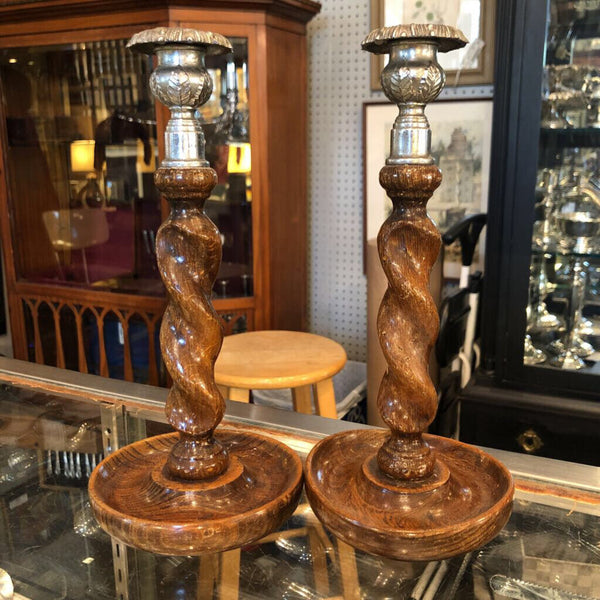 Turned Candlestick Pair English