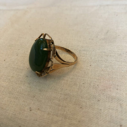 Ring 14K with Green Hardstone