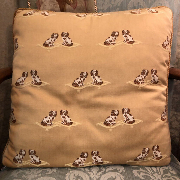 Throw Pillow with Embroidered Dogs