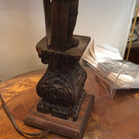Carved Table Lamp English Oak