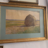 Framed Haystack Watercolor by EB Parrie