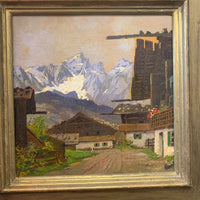 Framed Oil Painting on Board Chalet Henel