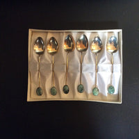 Demitasse Spoon Set of 6 with Jade Accent