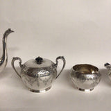Late Victorian Hand Chased First Quality Engraved Coffee Service 4 pcs