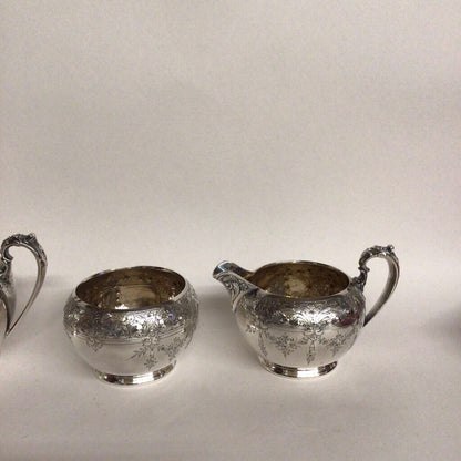 Late Victorian Hand Chased First Quality Engraved Coffee Service 4 pcs