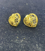 Filigree Heart Earrings 14K Gold