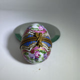 Peint Main Painted Limoges Egg Lady w/Fan