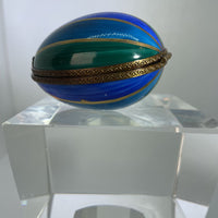 Peint Main Limoges Blue/Green Egg Trinket