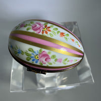 Peint Main Limoges Pink Striped Egg