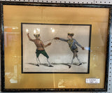 Framed James Gwin Fencing Engraving AS IS