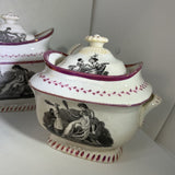 Teapot Set 3 pcs. Staffordshire Transferware with Luster Trim AS IS