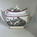 Teapot Set 3 pcs. Staffordshire Transferware with Luster Trim AS IS