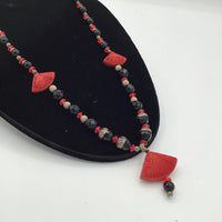 Necklace Cinnabar Fans with Sterling