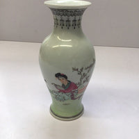 Porcelain Bud Vase with Reading Figure
