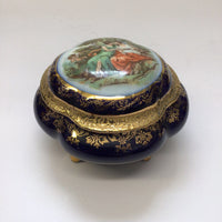 Blue & Gold Porcelain Lidded Trinket Box
