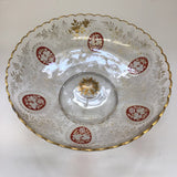 Gilt & Ruby Etched Glass Compote