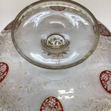 Gilt & Ruby Etched Glass Compote